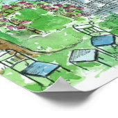 イエローダフォディルコテージウォーターカラーハウス ポスター (角)