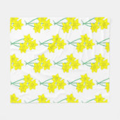 イエローダフォディルス春の花バンチフローラ フリースブランケット (正面(横))