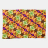 イエローダフォディルセンター抽象芸術フローラアート キッチンタオル (横)