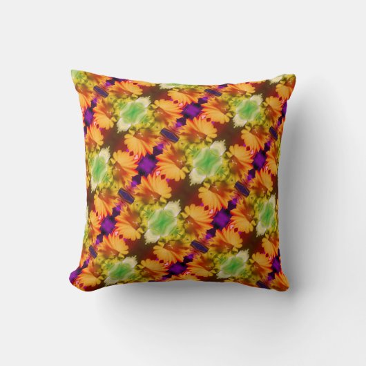 イエローダフォディルセンター抽象芸術フローラアート クッション (正面)