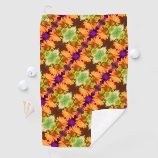 イエローダフォディルセンター抽象芸術フローラアート ゴルフタオル (インサイチュ)