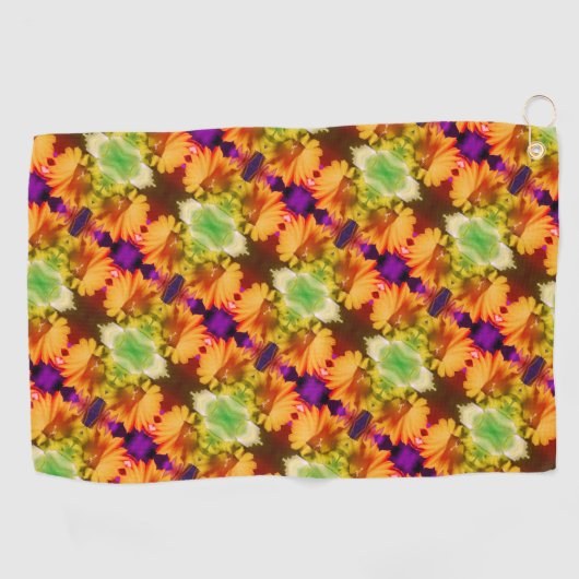 イエローダフォディルセンター抽象芸術フローラアート ゴルフタオル (横)