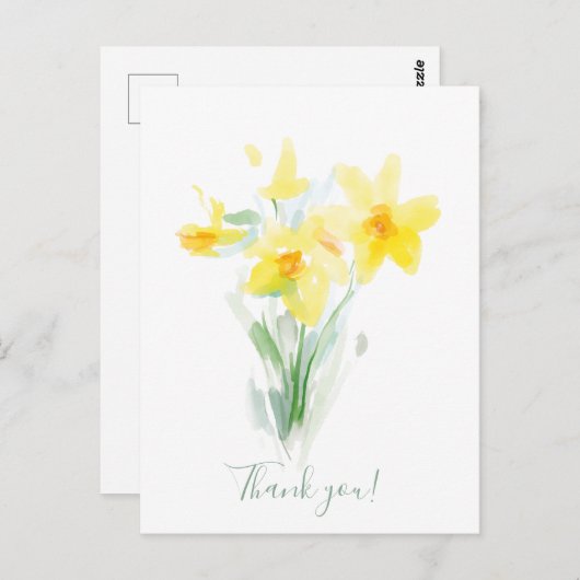イエローダフォディルパーソナライズされた//ありがとう ポストカード (正面/裏面)