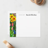 イエローダフォディルピンクチューリップフラットノートカード ノートカード (正面/裏面インサイチュ)