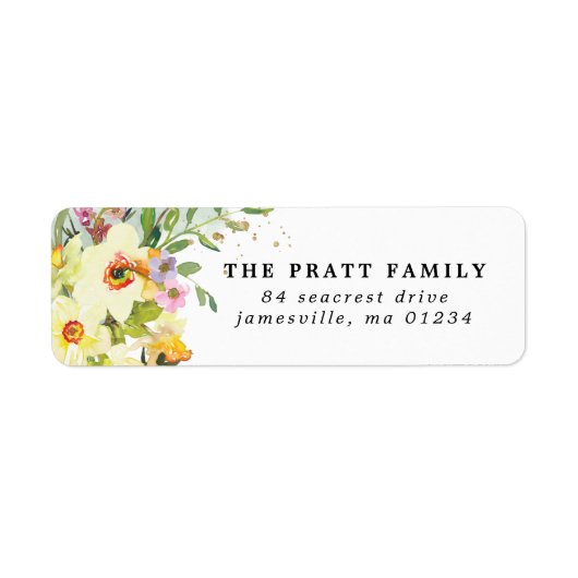 イエローダフォディルフローラ差出人住所 ラベル (正面)