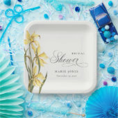 イエローダフォディルフローラ水彩ブライダルシャワー ペーパープレート (パーティー)