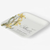 イエローダフォディルフローラ水彩ブライダルシャワー ペーパープレート (傾斜あり)