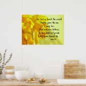 イエローダフォディルヨハネ3:16神のために愛されたポスター ポスター (キッチン)