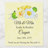 イエローダフォディル春またはサマー結婚ズ ワインラベル (シングルラベル)