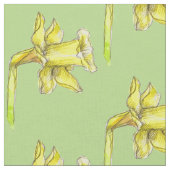 イエローダフォディル春グリーン ファブリック (クローズアップ)