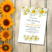 イエローダフォディル春素朴フローラ誕生日 招待状