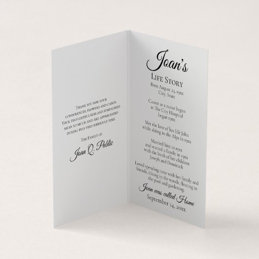 イエローダフォディル春葬儀記念祈りの言葉 名刺 (内部)