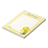 イエローダフォディル花の写真ストライプ ノートパッド (回転)