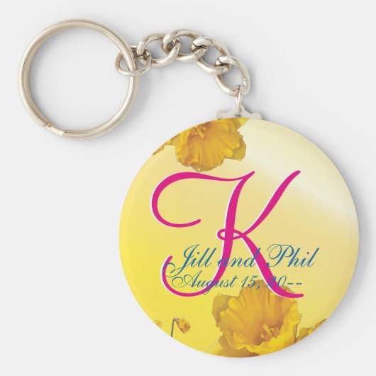 イエローダフォディル3dモノグラム キーホルダー (正面)