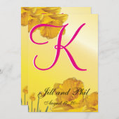 イエローダフォディル3dモノグラム 招待状 (正面/裏面)