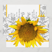 イエローダマスクとグレーダマスクの結婚式 招待状 (正面/裏面)