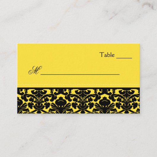 イエローダマスクとブラックダマスクの座席表 プレイスカード (正面)