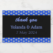 イエローダマスクのパタ結婚ーン青 スパークリングワインラベル (シングルラベル)