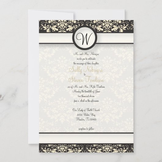 イエローダマスクの結婚式 招待状 (正面)