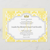 イエローダマスクウェディング招待状モノグラムM 招待状 (正面/裏面)