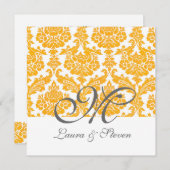 イエローダマスクモノグラム結婚式招待状 招待状 (正面/裏面)