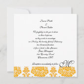 イエローダマスクモノグラム結婚式招待状 招待状 (裏面)