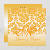 イエローダマスクモノグラム結婚式招待状 招待状 (正面/裏面)