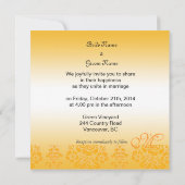 イエローダマスクモノグラム結婚式招待状 招待状 (裏面)