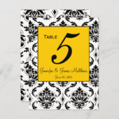 イエローダマスク ウェディング テーブル ナンバー カード (正面/裏面)