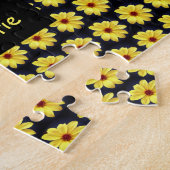 イエローダリアエレガントフラワーおもしろい50誕生日 ジグソーパズル (側面)