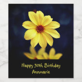 イエローダリアエレガントフラワーおもしろい50誕生日 ワインラベル (シングルラベル)