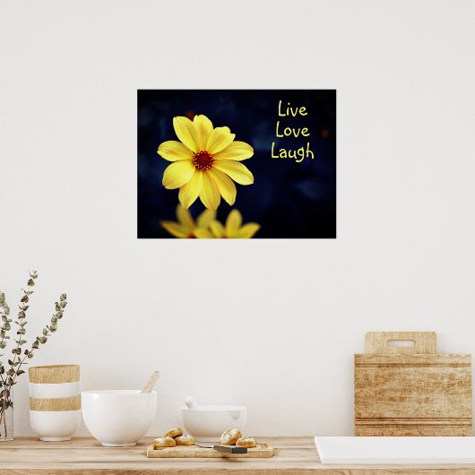 イエローダリアエレガントフラワー感動的引用文 ポスター (キッチン)