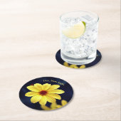 イエローダリアエレガントフラワー感動的引用文 ラウンドペーパーコースター (インサイチュ)