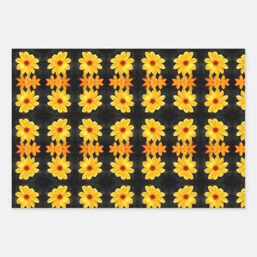 イエローダリアエレガントフラワー感動的引用文 ラッピングペーパーシート (正面3)