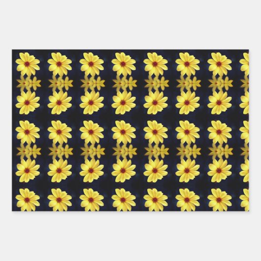 イエローダリアエレガントフラワー感動的引用文 ラッピングペーパーシート (正面2)