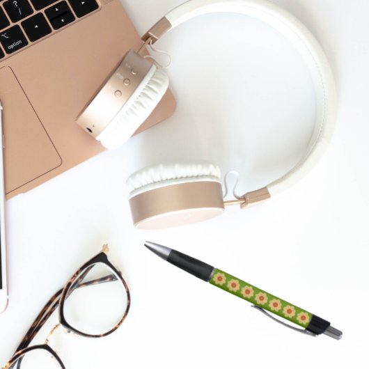 イエローダリアオングリーンフローラルパターン ボールペン