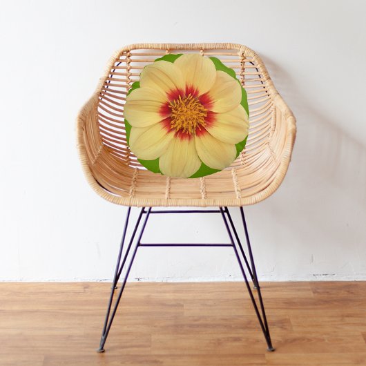 イエローダリアオングリーンフローラ ラウンドクッション