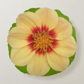 イエローダリアオングリーンフローラ ラウンドクッション (正面)