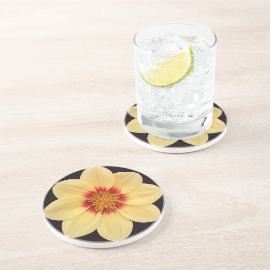 イエローダリアオンブラックフローラ コースター (側面)