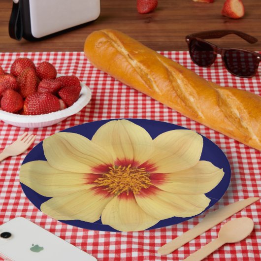 イエローダリアオンブルーフローラ ペーパープレート (ピクニック)