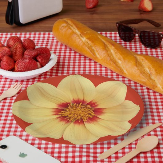 イエローダリアオンレッドフローラ ペーパープレート (ピクニック)