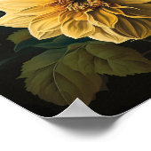 イエローダリアスフラワーアートプリントポスター ポスター (角)