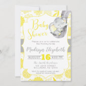 イエローダリアスベビーゾウ少年ベビーシャワー 招待状 (正面)