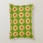 イエローダリアフローラルパターンオングリーン アクセントクッション (正面(垂直))