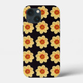 イエローダリアフローラルパターンオンブラック Case-Mate iPhoneケース (裏面)