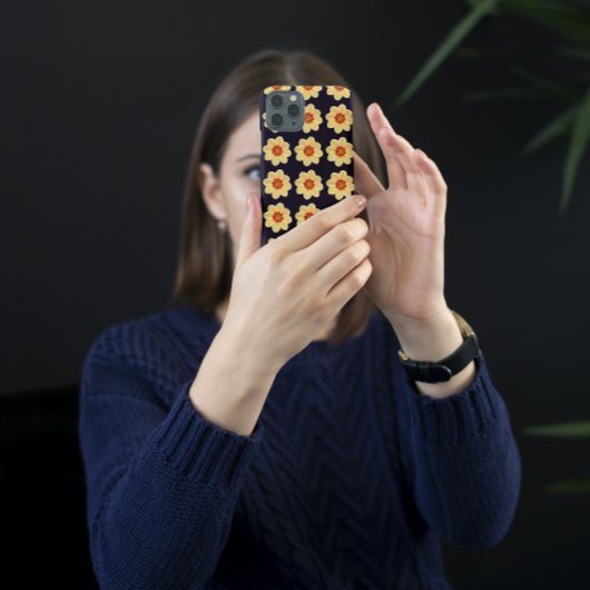 イエローダリアフローラルパターンオンブラック Case-Mate iPhoneケース