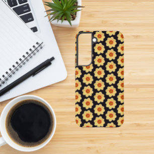 イエローダリアフローラルパターンオンブラック SAMSUNG GALAXY S22ケース