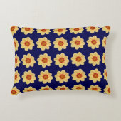 イエローダリアフローラルパターンオンブルー アクセントクッション (正面)