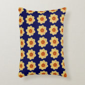 イエローダリアフローラルパターンオンブルー アクセントクッション (正面(垂直))