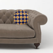 イエローダリアフローラルパターンオンブルー ラウンドクッション